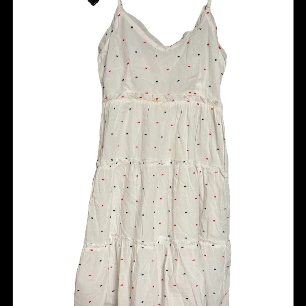 Sim and Sam Dress Small Red White Blue Sweetheart Ruffle Tier Lined